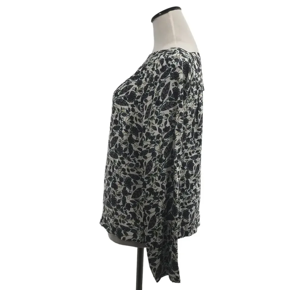 J. Crew Ivory Jungle Floral Drapey Boatneck Top